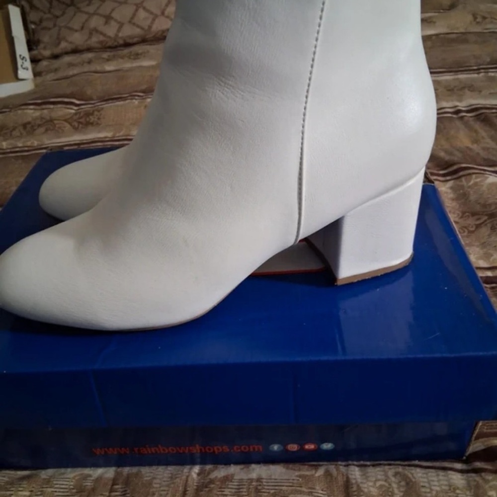 White Barn Chic Ivory Heeled Boots